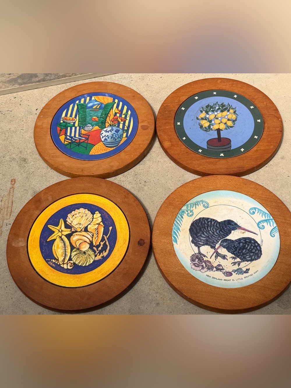Vintage kauri wood coasters grandma core coastal grandma
